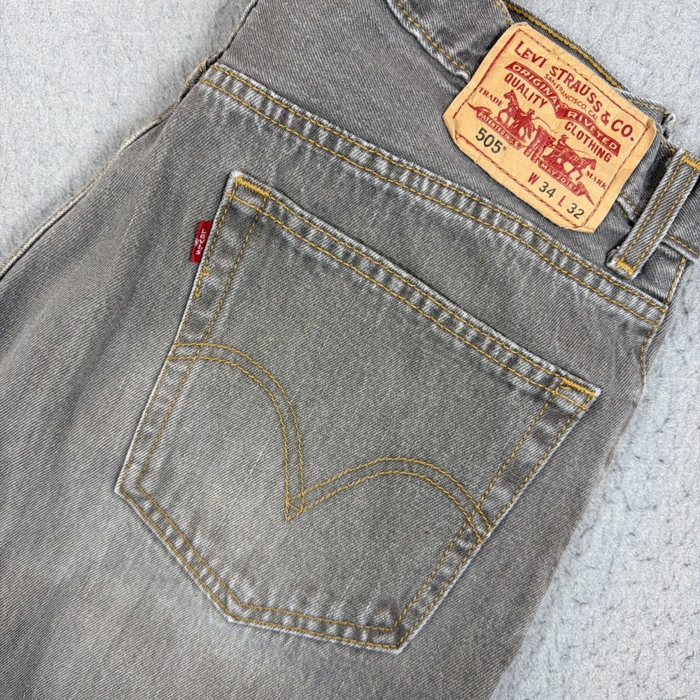 VTG Levi's 505 Regular Fit Jeans Men 34x32 Charcoal Gray Straight Leg Y2K Fade